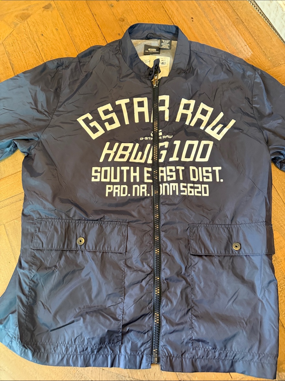 G-Star Navy Blue Logo Windbreaker Jacket